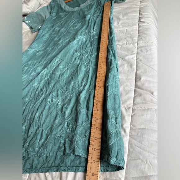 Lungo L’arno purolino made in Italy linen teal dress size small embroidered - Picture 8 of 10